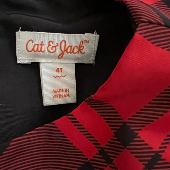 Cat & Jack Plaid Holiday Dress Red & Black Bow Layered Taffeta Girls 4T NWT - Picture 5 of 5
